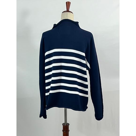 FRANK & EILEEN Sz M Medium Monterey Pullover Sweater Navy Stripe - Picture 7 of 10
